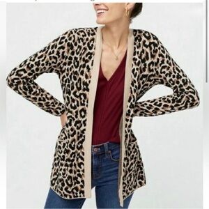 J. Crew Women’s Leopard Print Open Front Cardigan Size M